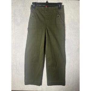 SPANX Stretch Twill Cropped Wide Leg in Soft Sage Khaki Pants Small